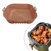 MERGEN STORE Renkli Isıya Dayanıklı Yıkanılabilir Silikon Fırın  Airfryer Kare Model Pişirme Matı 20 cm - 2
