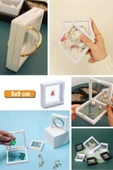 BUFFER® 9x9 cm Standlı 3D Takı Ziynet Hatıra Koleksiyon Saklama Kutusu Şeffaf Film Çerçevesi - 6