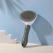 MERGEN STORE Kedi Köpek Tüy Toplayıcı Kendini Temizleyebilen Ergonomik Rahat Evcil Hayvan Tarağı Gri - 8
