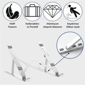 MERGEN STORE Ayarlanabilir Dizüstü Destek Tabanı Tamamen Katlanabilir Taşınabilir Laptop Yükseltici - 6