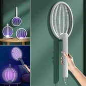 MERGEN STORE Asılabilen ve Masaüstü Olabilen 2W Sinek Öldürücü Mor Işıklı Raket thumbnail 1