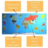 MERGEN STORE RenkliAtlas DünyaHaritası Manyetik Yapıştırıcı Gerektirmeyen Duvar Stickerı 118 CM * 56 CM - 6