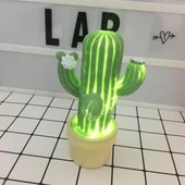 MERGEN STORE Mini Kaktüs Dekoratifli Pilli Led Masa Gece Lambası Aydınlatma - 8
