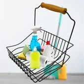 MERGEN STORE Retro Ferforje Askılı Siyah  Ahşap Kulplu Düzenleyici Mutfak Sepeti thumbnail 8