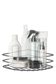MERGEN STORE Kendiliğinden Yapışkanlı Montaj Gerektirmeyen Tek Katlı Banyo Askı Köşe Şampuanlık Siyah - 7