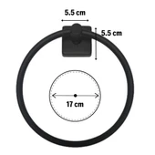 MERGEN STORE Kendiliğinden Yapışkanlı Siyah Paslanmaz Metal Yuvarlak Havluluk thumbnail 5