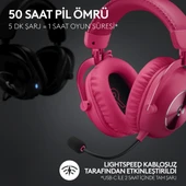 Logitech G PRO X 2 LIGHTSPEED Kablosuz DTS:X Headphone 2.0 - 7.1 Surround Ses Oyun Kulaklığı - Pembe - 3