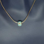 Halka Nazarlıklı Çelik Kolye Açık Mavi thumbnail 3