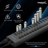 SABRENT Çok Bağlantı Noktalı USB 3.0 ve Şarj Hub (HB-U930) - 2