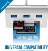 SABRENT 3 Bağlantı Noktalı Alüminyum USB 3.0 Hub ve Çoklu Kart Okuyucu (HB-MACR) - 4