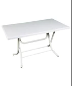 Omnipazar SY-2577 Beyaz Dikdörtgen Plastik Katlanır Masa 70x120cm - 1