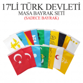 17li Türk Devletleri Masa Bayrağı Seti 15x22,5( Sadece Bayrak) - 1