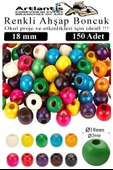 Renkli Ahşap Boncuk 18mm 150 li 1 Paket Renkli Ahşap Boyalı Yuvarlak Doğal Boncuklar Saç Takı Tasarım Ektinlik Kreş Okul - 1