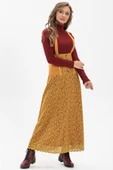 Salopet Pazen Uzun Sonbahar ve Kışlık Etek Çıtır Desen Hardal Hrd L Hardal - 4