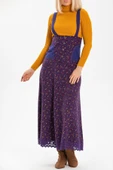 Salopet Pazen Uzun Sonbahar ve Kışlık Etek Çıtır Desen Mor Mor L Mor - 4