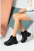 Muggo TİNA Garantili Kadın Kalın Tabanlı Bağcıklı Sneakers Spor Bot - 7
