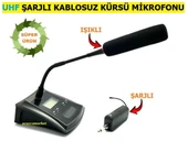 UHF TELSİZ KABLOSUZ KÜRSÜ MİKROFONU (ŞARJLI - IŞIKLI - YÜKSEK KALİTE SES) - 1