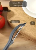 Meyve Soyacağı Paslanmaz Sebze Soyacağı Yan Soyacak Çelik Siyah 17 cm - 2