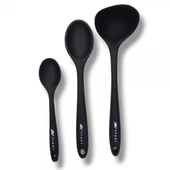 3'lü silikon set 1 kepçe 1 kaşık (27.5cm) 1 kaşık (20 cm) SİYAH - 1