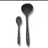 2'li silikon set  1 kepçe 1 kaşık (20cm) GRİ - 1