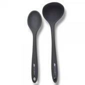 2'Lİ SİLİKON SET  1 adet kepçe 1 adet silikon kaşık(27.5cm) GRİ - 1