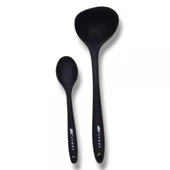 2'li silikon set  1 kepçe 1 kaşık (20cm) SİYAH - 1