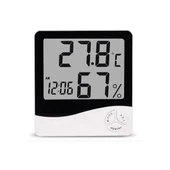Dijital Termometre Sıcaklık Ve Nem Ölçer Masa Saati Alarm - 1