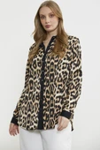 Leopar Desenli Büyük Beden Tunik Gömlek - Siyah - 2