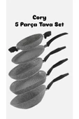 Cory 5 Parça Tava Seti Granit Wok Krep Grill Kare Grill Sahan thumbnail 1