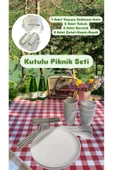 6 Kişilik Piknik Seti - Taşıma Saklama Çantalı Piknik Seti-31 Parça Piknik Organizer Gri - 1