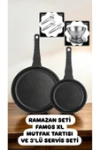 Famos XL Tava Set 3'Lü Servis Seti ve Emma Mutfak Tartısı 6 Parça Ramazan Seti- (20-28 cm) - 1