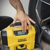 STANLEY SXVI02001A 12Volt/18Volt 2Ah Li-ion Şarjlı 160 PSI Dijital Basınç Göstergeli Lastik & Yatak Şişirme Pompası + Araç Süpürgesi + Led Lamba thumbnail 11