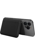 Standlı Magnetic Lyden DS Vegan Deri Kartlık Kimlik/Ehliyet/Kredi Kartı Taşıyıcı Cüzdan RFID Koruma  BLACK - 2