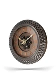 Efe Mark Premium Serisi Antik Eskitme Space Kadranlı Döner Çarklı Ev ve Ofis Duvar Saati Kabartma Roma Rakamlı 40 CM Bronz thumbnail 2