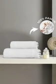 2'li Beyaz Jelena Havlu Seti %100 Pamuk - 1 Adet El Havlusu 50x90 ve 1 Adet Banyo Havlusu 70x140 - 1