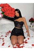 my cherie Simli İki Parça Şık Pırıltılı Çekici Takım - 5