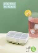 2li Set Mini Buz Kalıbı Silikon Buzluk 6 Bölmeli Kare Desenli Buz Küpü Yeşil-Gri BPA Free - 2