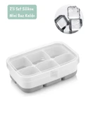 2li Set Mini Buz Kalıbı Silikon Buzluk 6 Bölmeli Kare Desenli Buz Küpü Yeşil-Gri BPA Free - 3