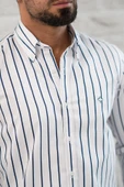 Paul Martin İnce Çizgili Yaka Düğmeli Cepsiz Regular Fit Gömlek thumbnail 6