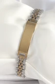 316L Çelik Gold Gümüş Renk Kalın Zincir Künye Model Erkek Bileklik - TJ-EB3717 - 1