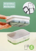 2li Set Mini Buz Kalıbı Silikon Buzluk 6 Bölmeli Kare Desenli Buz Küpü Yeşil-Gri BPA Free - 1