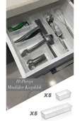 10'lu Modüler Set Kaşıklık Çekmece Içi Düzenleyici Çatal Kaşık Bıçak Düzenleme Organizeri Şeffaf - 1