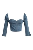 Karpuz Kol Açık Mavi Denim Büstiyer - 2