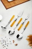 5 Parça Platin Servis Seti & Servis Sunum Seti Amber ( Kepçe / Kevgir / Sıpatula / Çatal / Kaşık ) - 3