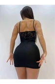 randevu Dantel Detaylı Mini Cuplu Elbise - 2