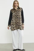 Leopar Detaylı Tunik Gömlek - Siyah - 5
