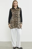 Leopar Detaylı Tunik Gömlek - Siyah - 1
