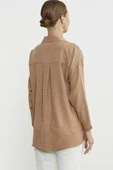 File Detaylı Oversize Taşlı Gömlek - Koyu Bej - 6