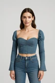 Karpuz Kol Açık Mavi Denim Büstiyer - 1