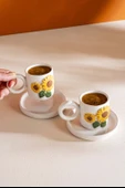 Ayçiçeği Amore El Yapımı Seramik İkili Türk Kahvesi Fincan Takımı - 3